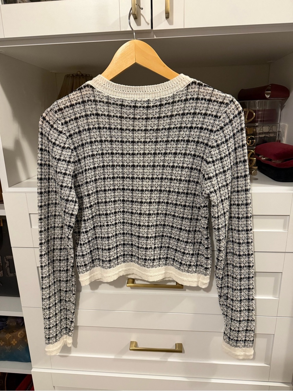 Francesca's Black & Cream Tweed Knit Cardigan - Picture 4 of 4